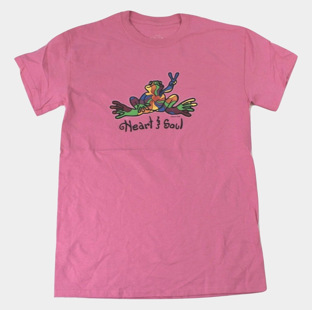 Peace Frogs Mens Heart & Soul Azalea Pink Tee Shirt New S, M, 2XL