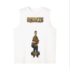 White Rebels Graphic Print Sleeveless Crew Neck Regular T-Shirt Unisex L