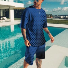 Men’s Outfit 2-Piece Set Short Sleeve T-Shirts and Shorts Sweatsuit Set Summer
