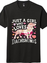 Vintage Floral Dachshund Cute Dog Mom Outdoor Leisure Unisex Statement T-Shirt