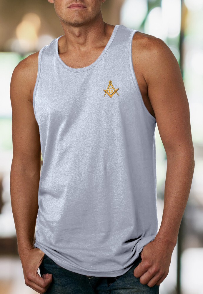 Embroidered Masonic Square and Compass Tank Top