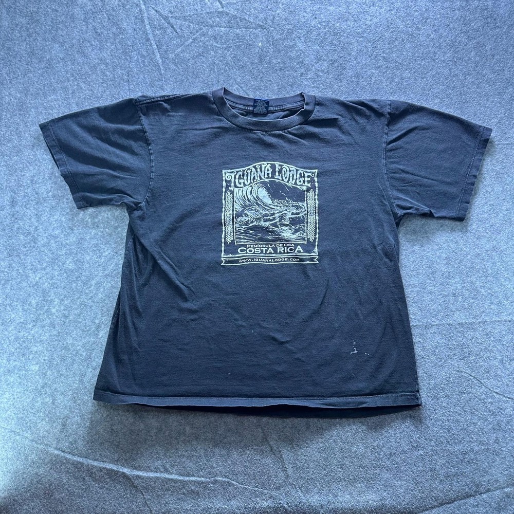 JB Shirt Mens XL Black Iguana Lodge Costa Rica Graphic Tee Crewneck Cotton