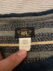 RRL By Ralph Lauren Indigo Striped Jacquard T-ShirtCream/Multi Size XXL