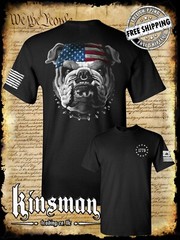 AMERICAN Bulldog 2-Sided T-Shirt / USA Flag Patriotic Military Army Freedom