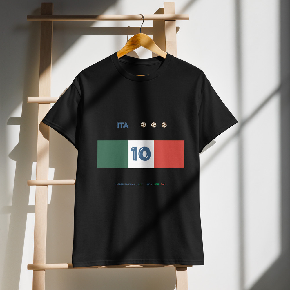 Custom Number ITALY Football T-Shirt, Personalized Soccer Tee Jersey