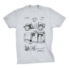 Jeep Patent T-Shirt. Jeep Shirt 100% Soft Cotton Tee on Black, White or Gray