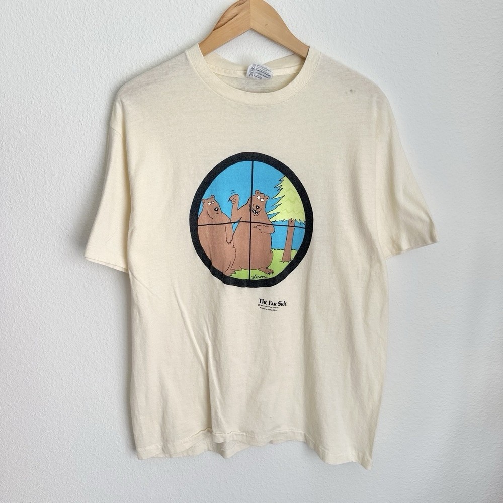 Vintage 70s/80s The Far Side Bullseye Bear Funny Cartoon Humor Graphic T-shirt