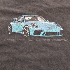 The Manual is Back Sports Car Black Short Sleeve Cotton T-Shirt Men’s L
