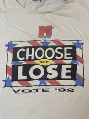 Junk Food MTV Choose Or Lose ‘92 T Shirt Small TV Political Awareness Campaign