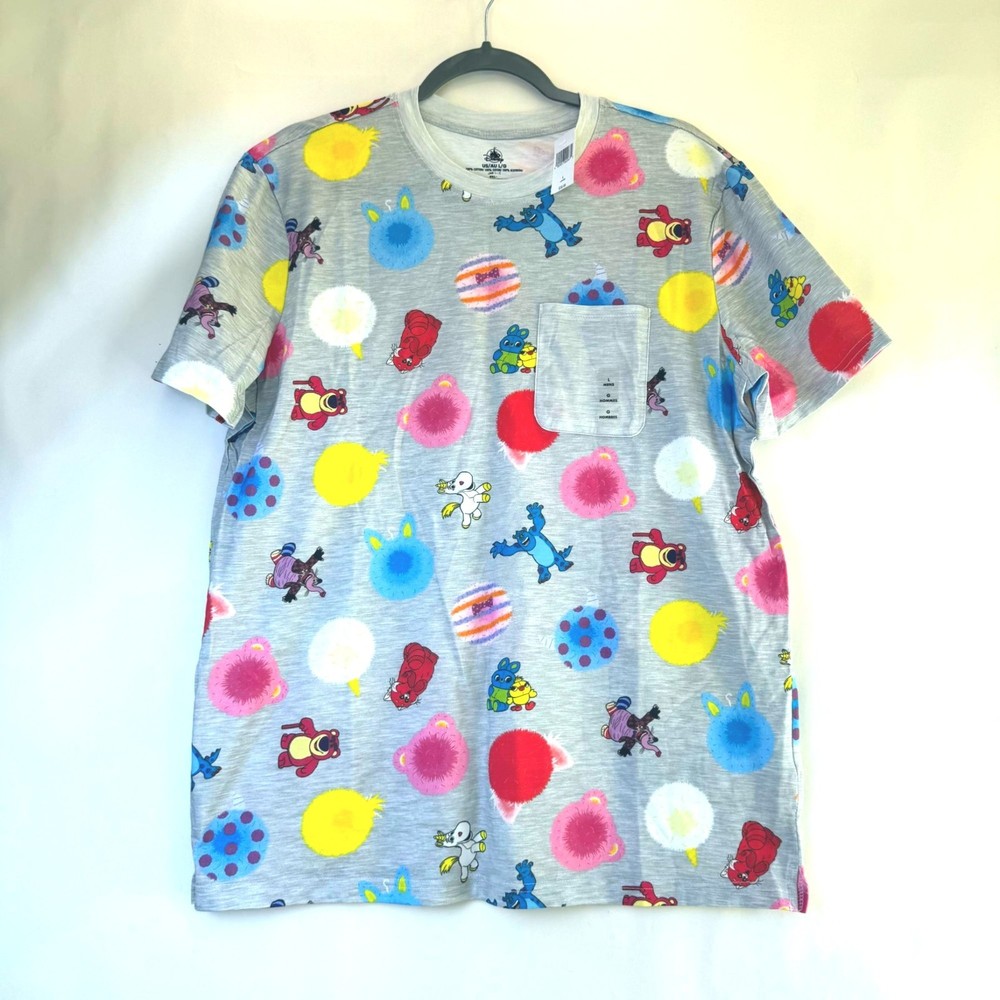 Disney Pixar Graphic T-Shirt With Pocket For Men – Size L 100% Cotton Mul