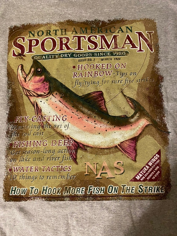 Vintage Mens American Sportsman Fishing North American Hunter T Shirt L