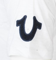 $79 TRUE RELIGION White UNIVERSITY OF TR Short Sleeve Applique Graphic T-shirt