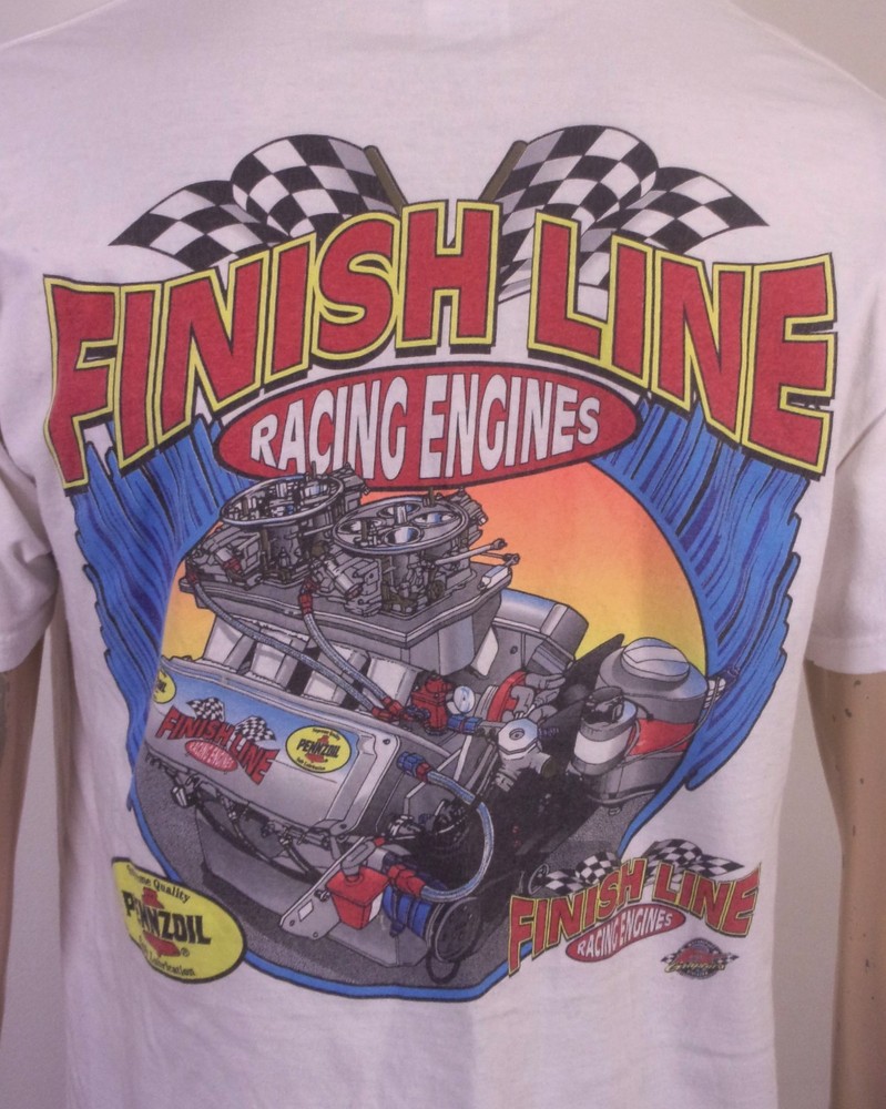 vintage 90s 00s Y2K Delta Tag Finish Line Racing Engines T-Shirt Pennzoil SZ L
