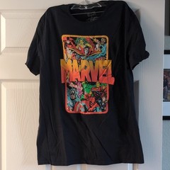 Marvel Universe Men’s Black Cotton Graphic Print Crew Neck T-Shirt Size L