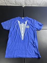 Tuxedo Shirt Mens Medium Blue Graphic Novelty Costume Tee Fruit of the Loom