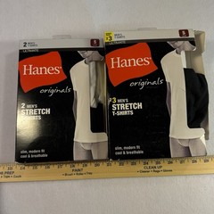 Men’s Hanes Ultimate Stretch Slim Modern Fit 5 Pack Crew Neck T-Shirts Size S