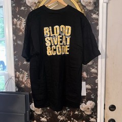 Vintage 90s CodeWarrior ‘Blood Sweat & Code’ Black Graphic T-Shirt Size XL