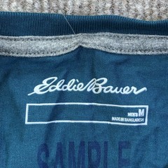 Eddie Bauer Shirt Mens Medium Meridian Blue Pocket Tee Tagless Sample Cotton