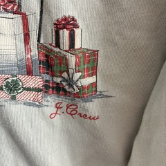 NEW J Crew Mens T Shirt Brown Dog Graphic Christmas XL Cotton Long Sleeve Crew