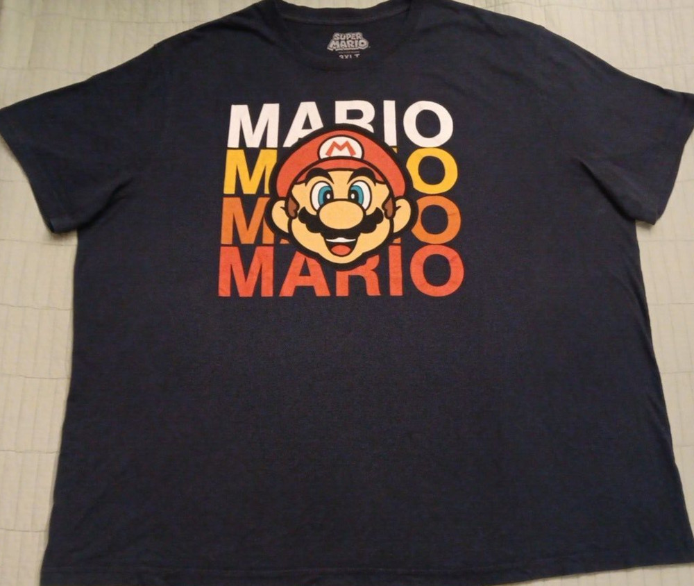 2022 Men’s 3XLT Super Mario Blue Mario Head Graphic Video Game Collector T Shirt
