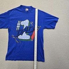 Vintage Number 1 Dad T-Shirt Blue Medium Made in USA Single Stitch
