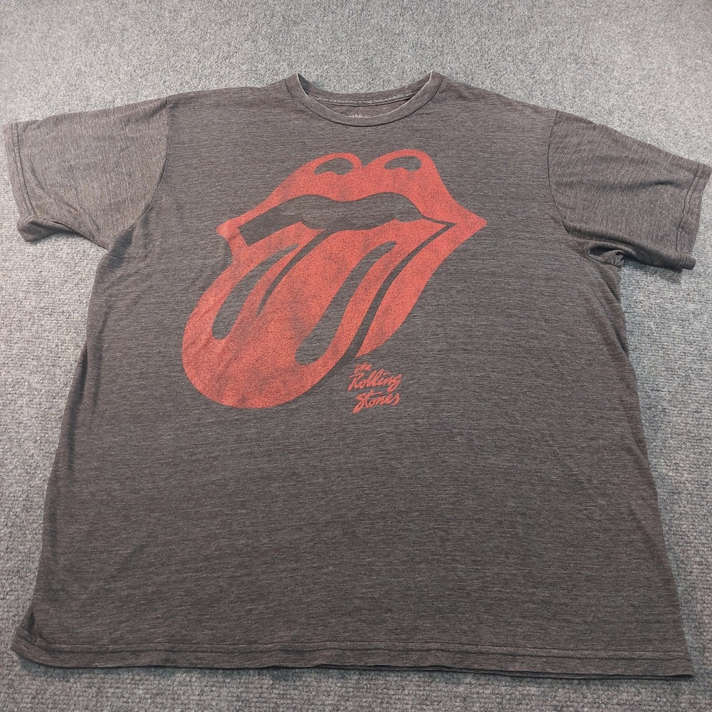 Rolling Stones Tongue Logo Shirt Mens XL Gray Tri-Blend Rock Band Music Tee