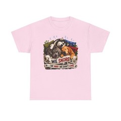 Funny Dog Lover Shirt We Snore We Nap We Don’t Care Dog Owner Gift Tee – L Pink