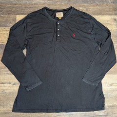 Polo Ralph Lauren Long Sleeve Henley Tee Shirt Black Men’s Size 2XB Cotton
