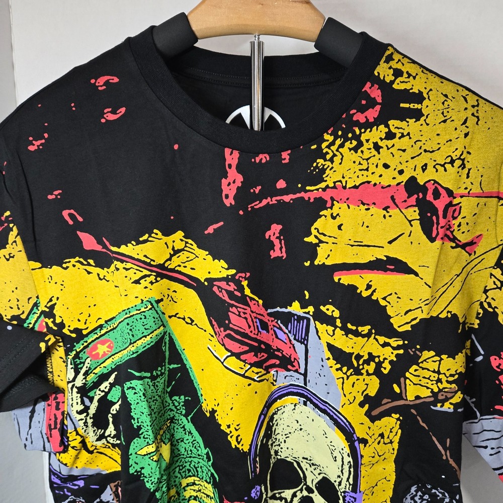 FaZe Clan Men’s Nuke Squad Skull Graphic T-Shirt Black Yellow Green Red Size L