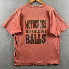 Vintage Motocross Shirt Mens XL Pink 90s Single Stitch Bring Your Owns Balls