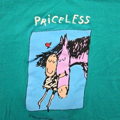 Vintage Jared Lee Studio Priceless Graphic Tee 2003 Turquoise Teal Medium Y2K