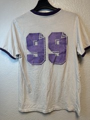 Umbro Men’s White Purple Graphic Logo Ringer V-Neck Short Sleeve Tee XL