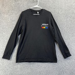 Adidas Shirt Mens Large Black Rainbow Test Pattern Graphic Streetwear Y2K Tee