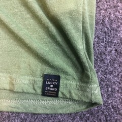 Lucky Brand Venice Burnout Shirt Mens Medium Irish Green Henley Short Sleeve