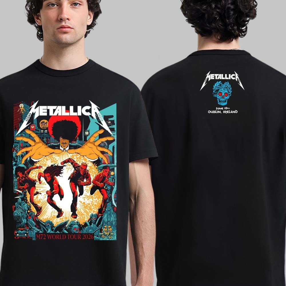 Metallica M72 World Tour 2026 Dublin Ireland Concert Graphic T-Shirt Tee