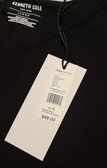 KENNETH COLE V-NECK BLACK UNWORN w/ TAGS SHOET SLEEVE- Size L ORIGINALLY $49