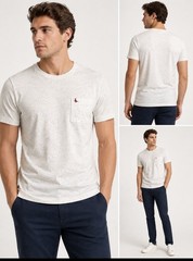 Jack Wills Men’s Large Slim Fit Pocket T-Shirt White Speckled Crew Neck Pocket