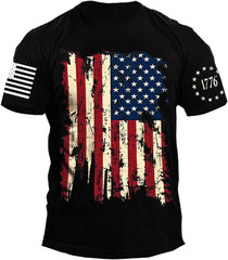 USA Flag American Red White Blue Star Stripes Patriotic T-Shirt with many Size