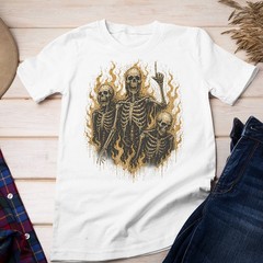 Retro Skeletons On Fire Unisex T-shirt | Gothic Skull Lover Gifts for Men