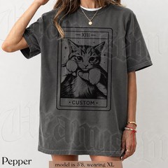 Custom Cat Tarot Card Soft Washed Comfort Tee