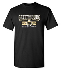 GETTYSBURG NATIONAL MILITARY PARK BLACK & GOLD T-SHIRT NEW