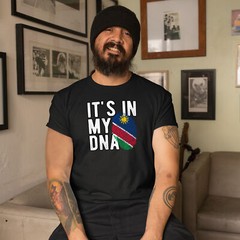 Namibia Flag Mens T Shirt Its In My DNA Fingerprint Tee Football Rugby Supporter