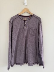 Tommy Bahama Men’s Large Heather Henley Weekend Casual Relaxed Long Sleeve Tee
