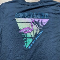 Chubbies Shirt Mens 2XL Black Win The Weekend Flamingo Pocket Graphic Tee