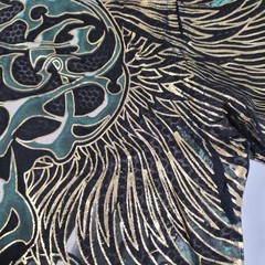 Last Hold Skull Cross Graphic T-Shirt Mens XL Black Green Gold Foil Gothic…