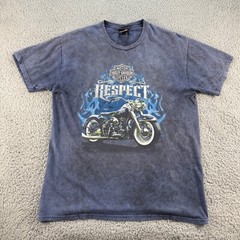 Harley Davidson Shirt Mens Large Blue Respect Gulf Coast Florida Motorcycles