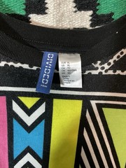 H&M Divided Funky Geometric 90s Pattern Short Sleeve Xl Aztec Hip Hop