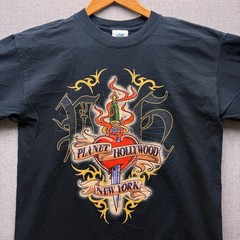 Vtg Y2K Planet Hollywood T Shirt Mens M New York Ink Tattoo Heart Knife Gtaphic