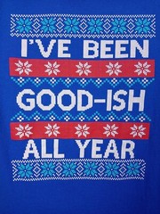 Men’s Graphic T-shirt Size Large “I’ve Been Good-ish All Year” Blue 100% Cotton