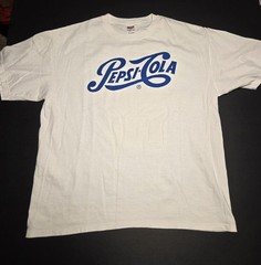 Vintage Pepsi-Cola Script Logo T-Shirt White Anvil USA Fabric XL Single Sided
